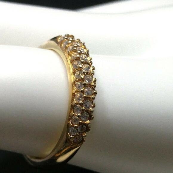 Swarovski Ring Swan Logo 925 Rhinestone Band Size 8.25 Stamped L Swan 925 - Picture 8 of 12